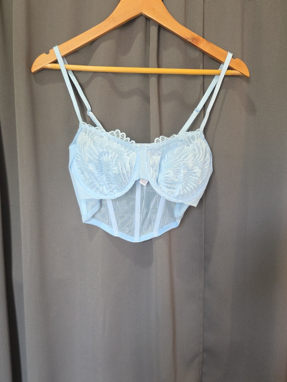 Light Blue Lace Longline Bralette